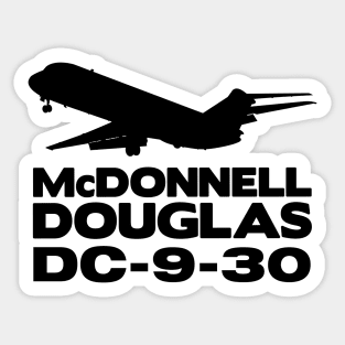 McDonnell Douglas DC-9-30 Silhouette Print (Black) Sticker